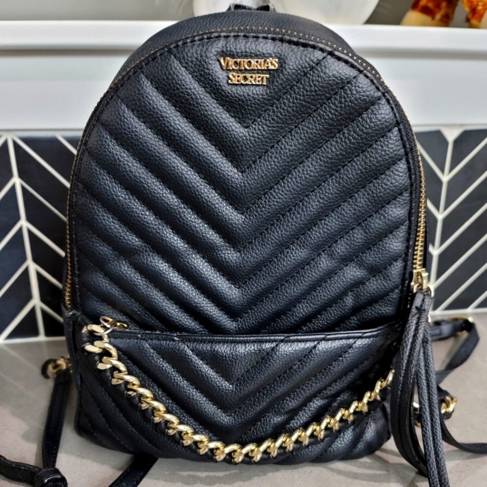 Victoria's Secret Mini Backpack Black And Gold Gem